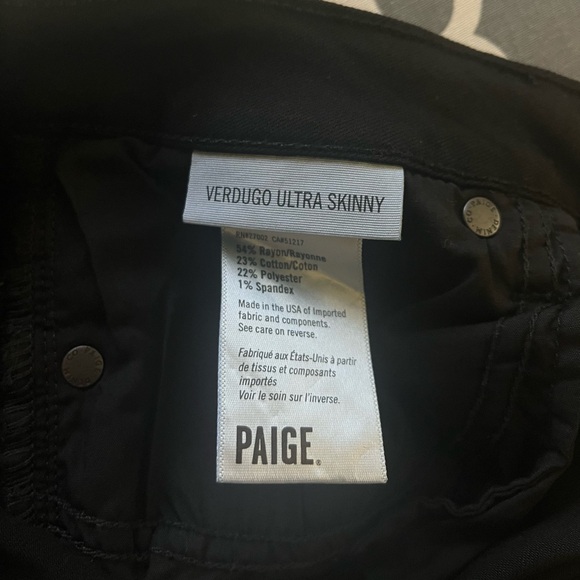 PAIGE Ultra Skinny Verdugo jeans Black Shadow Mid-Rise Size 28 - Picture 7 of 9